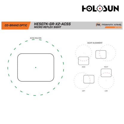 Holosun HE507K-GR-X2-ACSS Green Dot Sight ACSS Vulcan Dot Reticle Green Dot Sight Holosun 