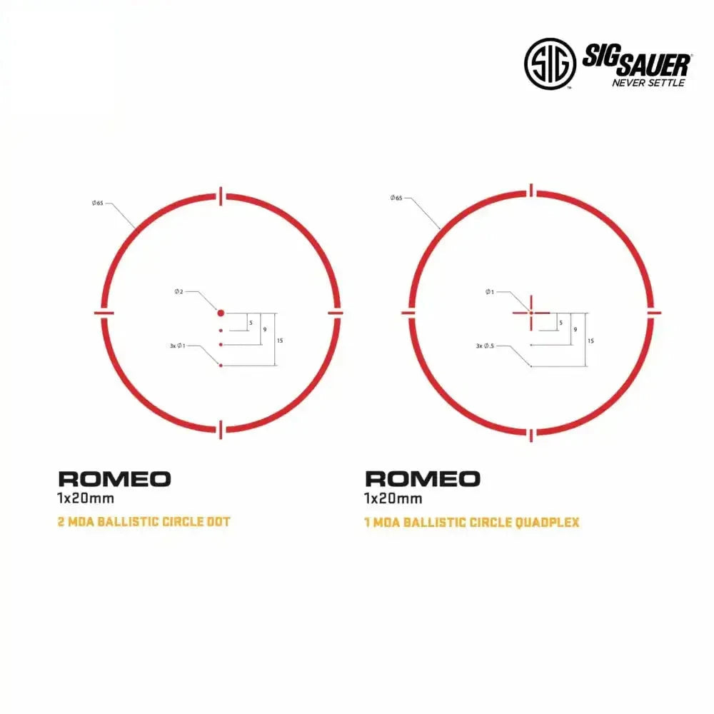 SIG Sauer ROMEO4T Red Dot Sight 2 MOA Ballistic Circle Dot Reticle Black - SOR43031 Red Dot Sight SIG Sauer 