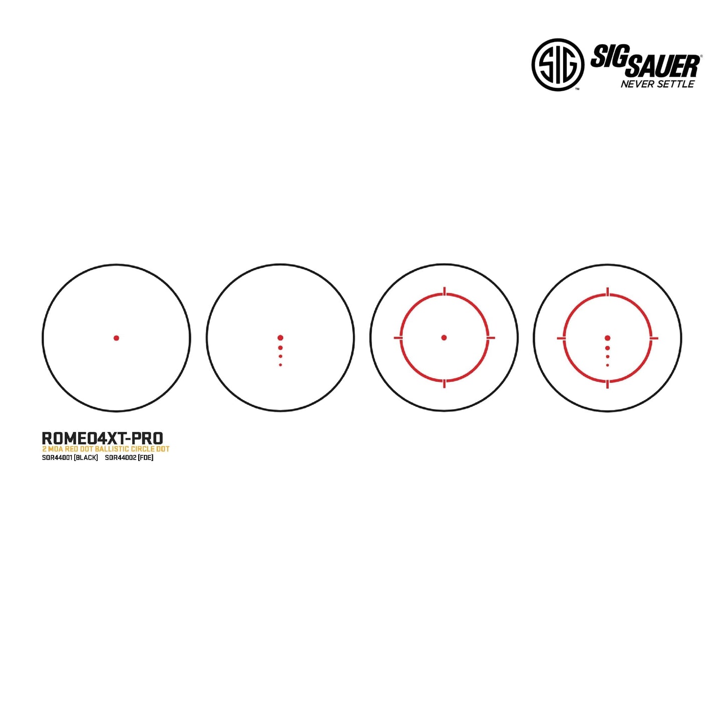 SIG Sauer ROMEO4XT-PRO Red Dot Sight 2 MOA Ballistic Circle Dot Reticle Black - SOR44001 Red Dot Sight SIG Sauer 