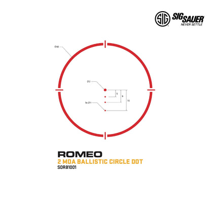 SIG Sauer ROMEO8H Red Dot Sight 2 MOA Ballistic Circle Dot Reticle - SOR81001 Red Dot Sight SIG Sauer 