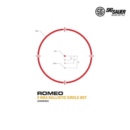 SIG Sauer ROMEO8T Red Dot Sight 2 MOA Ballistic Circle Dot Reticle Black - SOR81002 Red Dot Sight SIG Sauer 